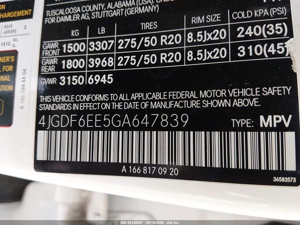 2016 MERCEDES-BENZ GL 450 4MATIC