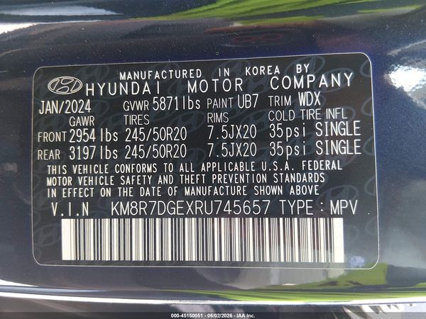 2024 HYUNDAI PALISADE CALLIGRAPHY
