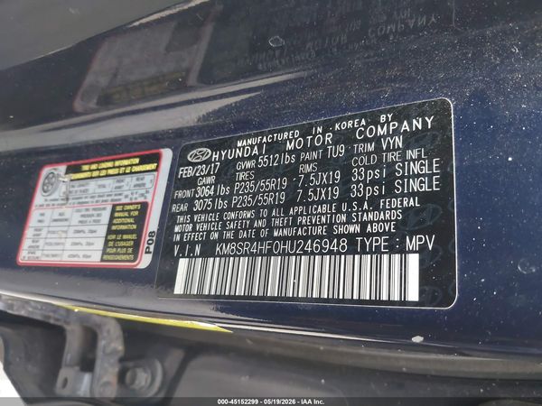 2017 HYUNDAI SANTA FE SE ULTIMATE