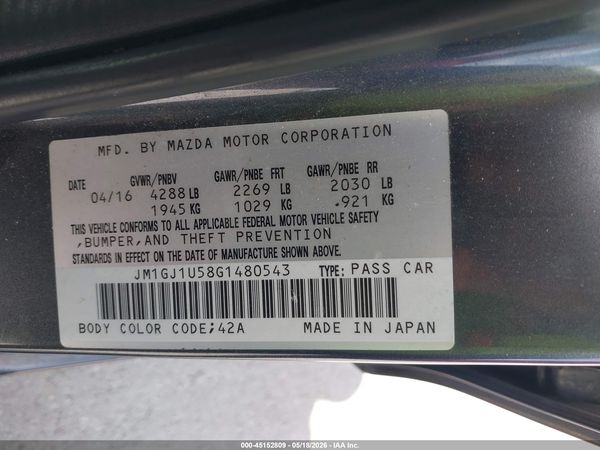 2016 MAZDA MAZDA6 Sport/GX