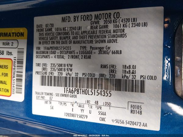 2020 FORD MUSTANG