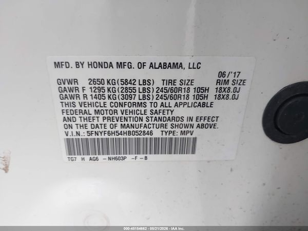 2017 HONDA PILOT EX-L