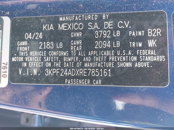2024 KIA FORTE LXS