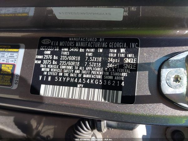 2019 KIA SORENTO 3.3L EX