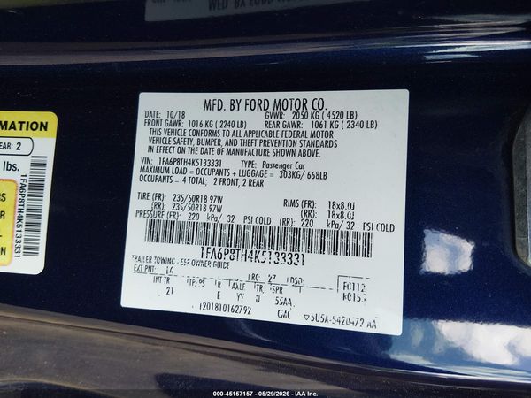 2019 FORD MUSTANG ECOBOOST
