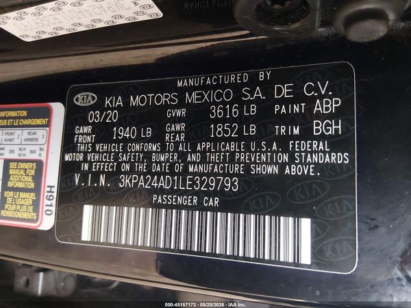 2020 KIA RIO S