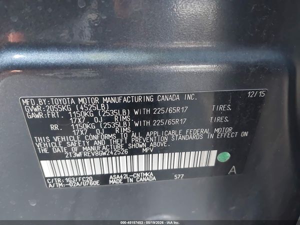 2016 TOYOTA RAV4 XLE