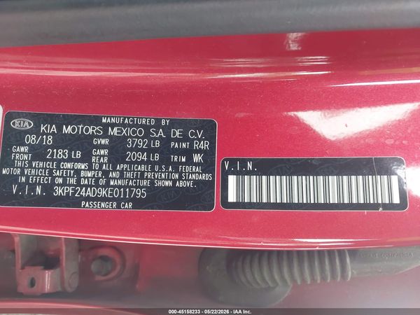 2019 KIA FORTE LXS