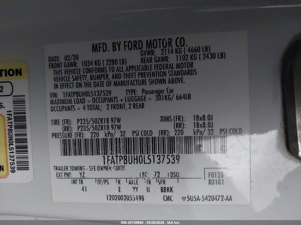 2020 FORD MUSTANG ECOBOOST PREMIUM
