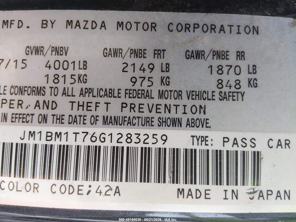2016 MAZDA MAZDA3 I SPORT