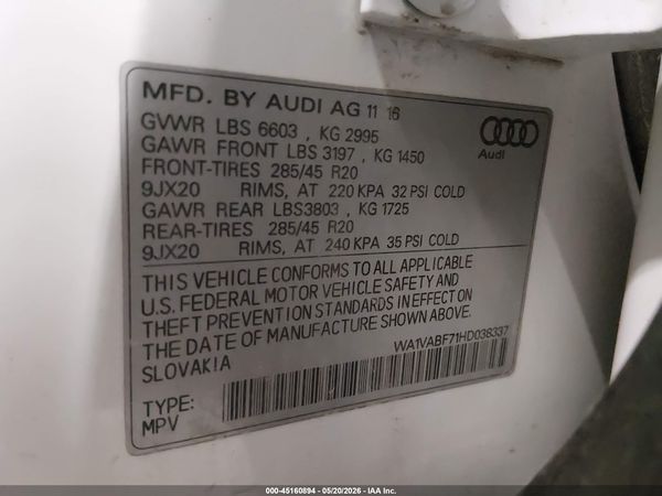 2017 AUDI Q7 3.0T PREMIUM