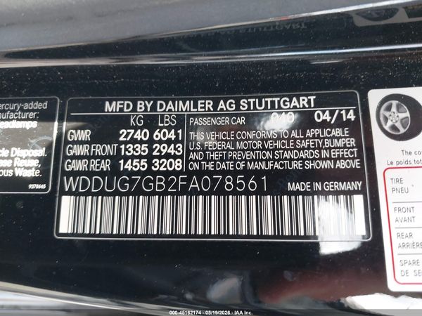 2015 MERCEDES-BENZ S 600 S600