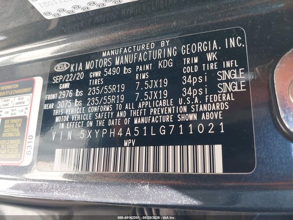 2020 KIA SORENTO 3.3L EX