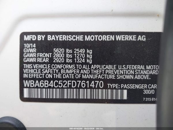 2015 BMW 650I GRAN COUPE XDRIVE