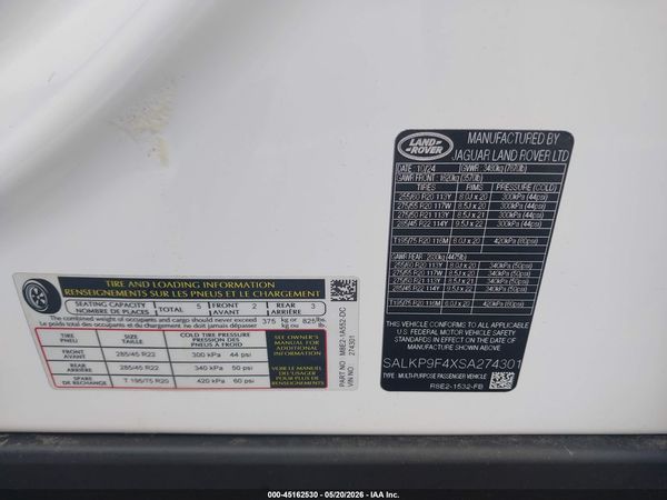 2025 LAND ROVER RANGE ROVER P550E SE
