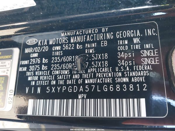 2020 KIA SORENTO 3.3L LX