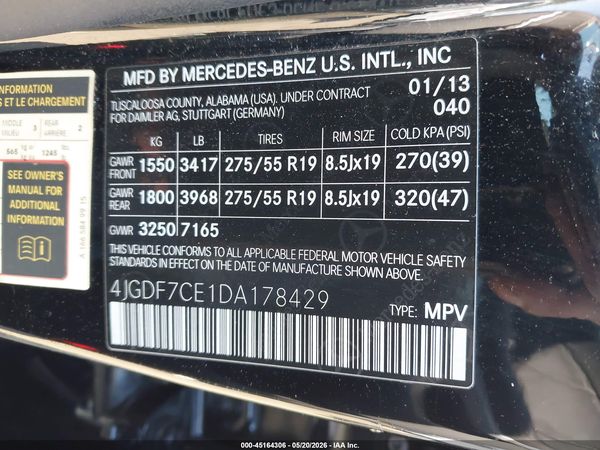 2013 MERCEDES-BENZ GL 450 GL450 4MATIC