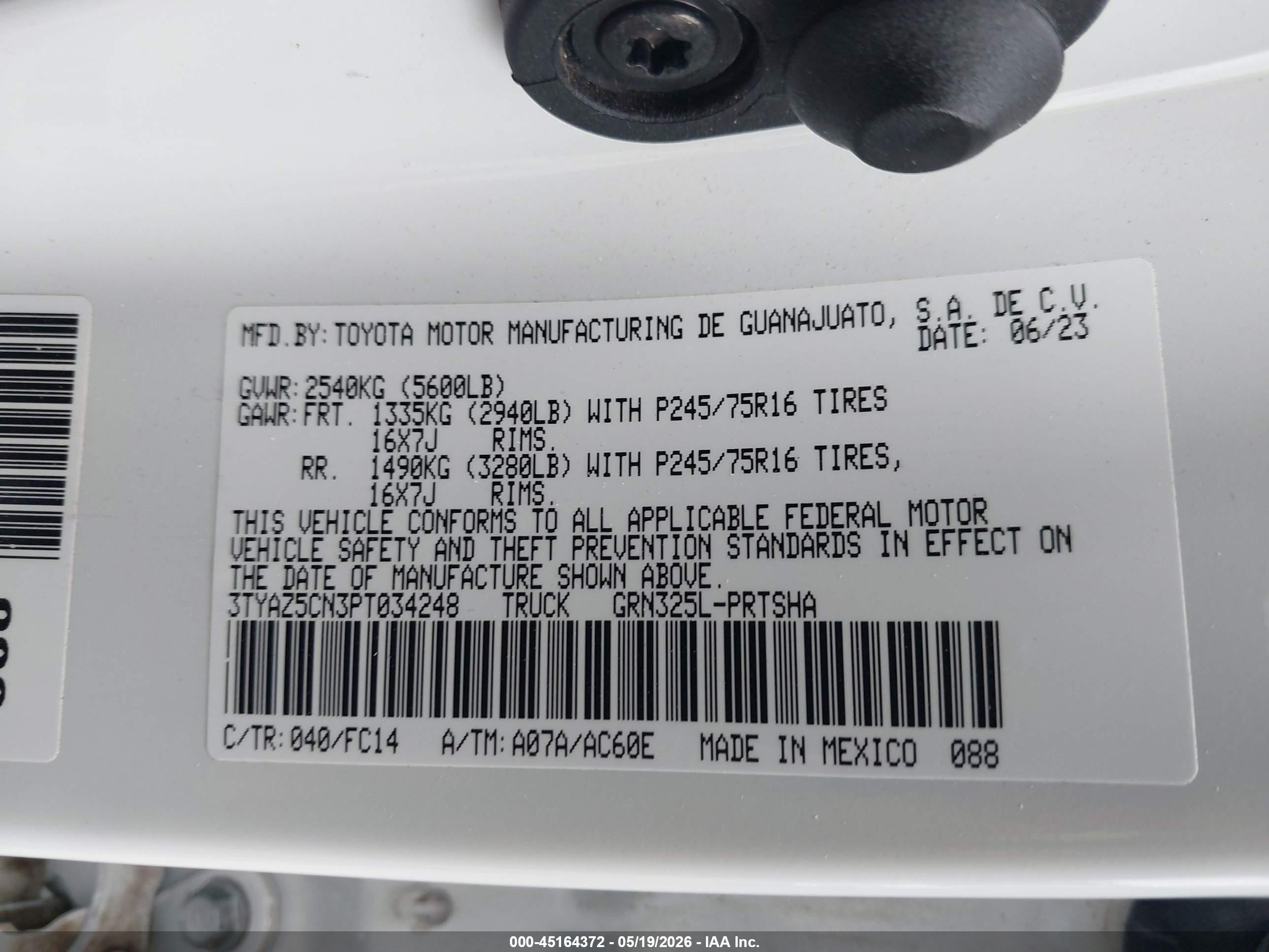 2023 TOYOTA TACOMA SR5 V6