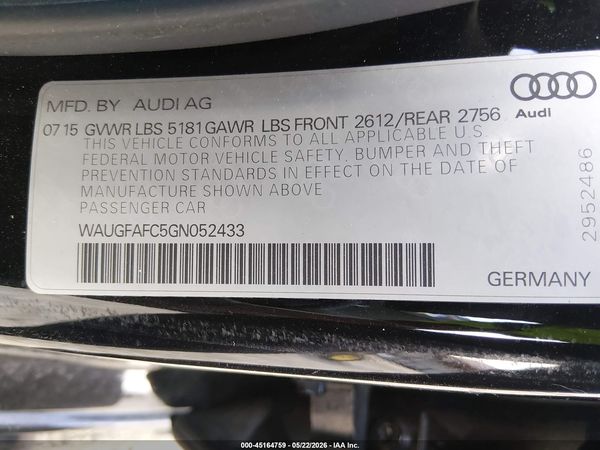2016 AUDI A6 2.0T PREMIUM PLUS