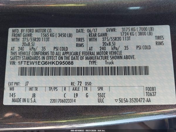 2017 FORD F-150 XLT