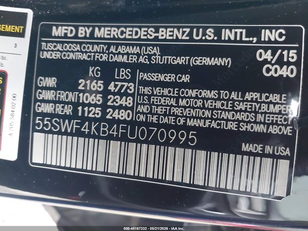 2015 MERCEDES-BENZ C 300 4MATIC