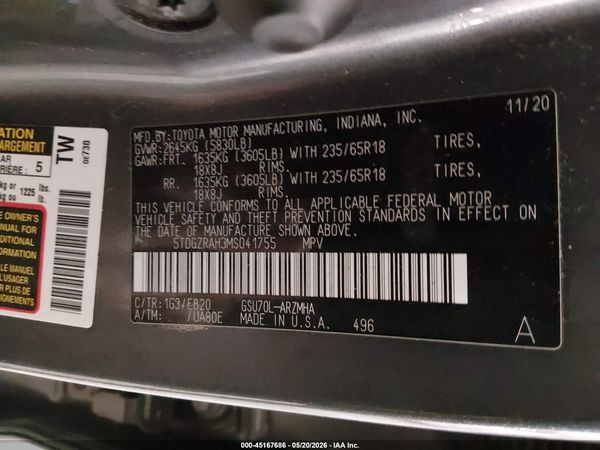 2021 TOYOTA HIGHLANDER XLE