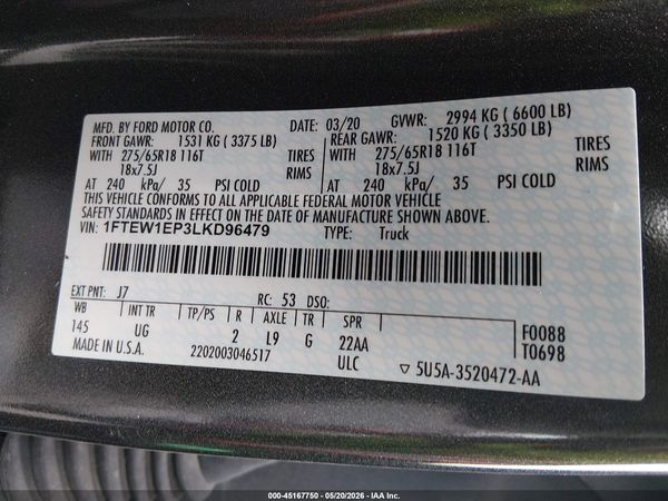 2020 FORD F-150 XLT
