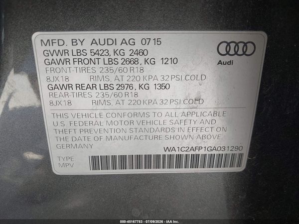 2016 AUDI Q5 2.0T PREMIUM