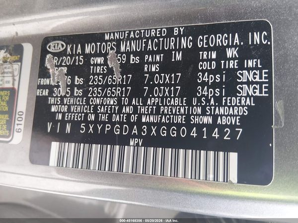 2016 KIA SORENTO 2.4L LX