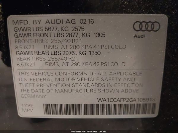 2016 AUDI SQ5 3.0T PREMIUM PLUS