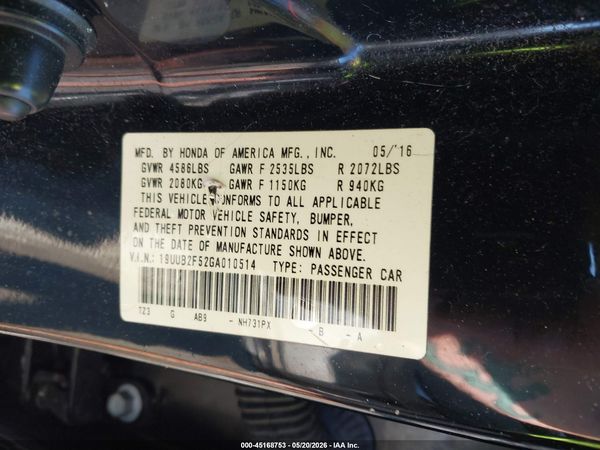 2016 ACURA TLX V6 TECH