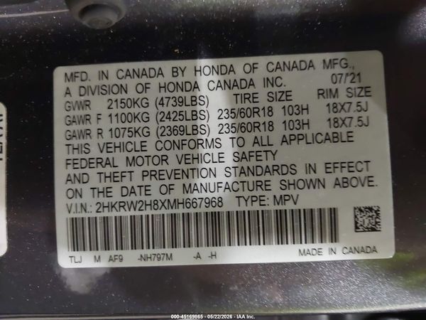 2021 HONDA CR-V AWD EX-L
