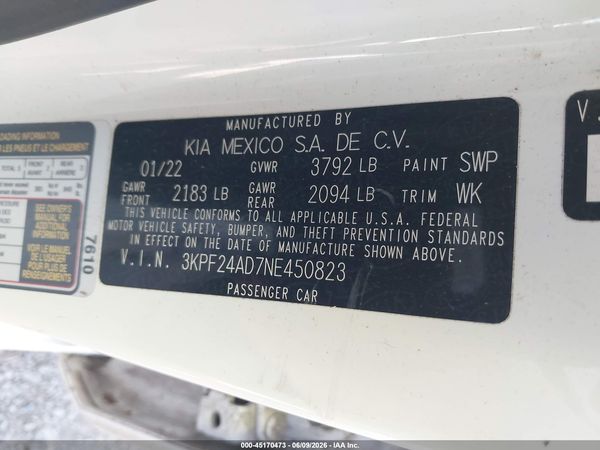 2022 KIA FORTE LXS