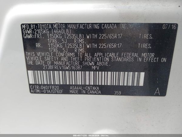 2016 TOYOTA RAV4 LE