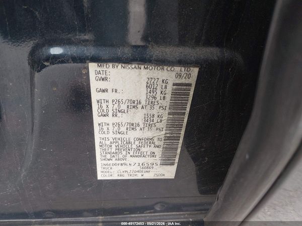 2020 NISSAN FRONTIER LONG BED SV 4X4