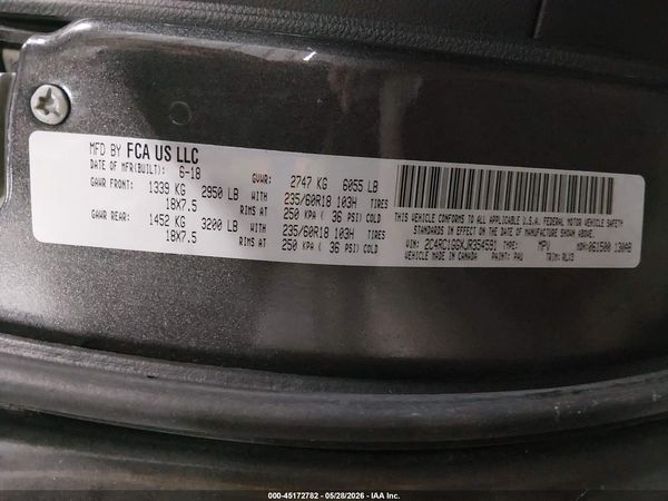 2018 CHRYSLER PACIFICA LIMITED — I9