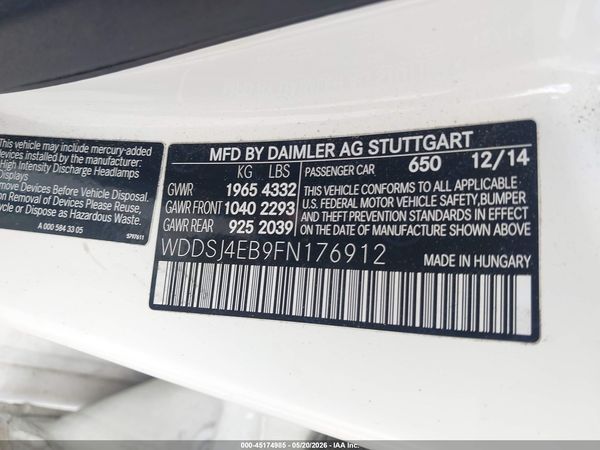 2015 MERCEDES-BENZ CLA 250 CLA250