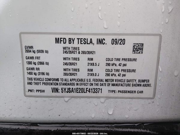 2020 TESLA MODEL S