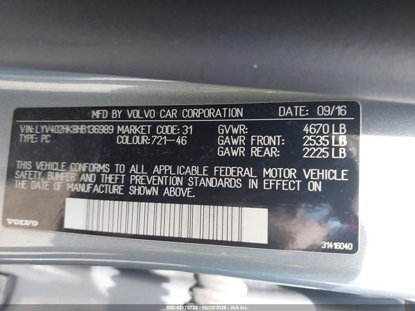 2017 VOLVO S60 INSCRIPTION T5