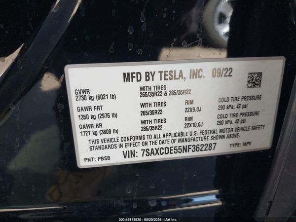 2022 TESLA MODEL X