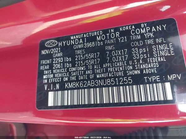2022 HYUNDAI KONA SEL