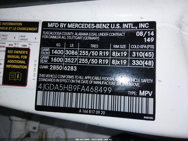 2015 MERCEDES-BENZ ML 350 4MATIC