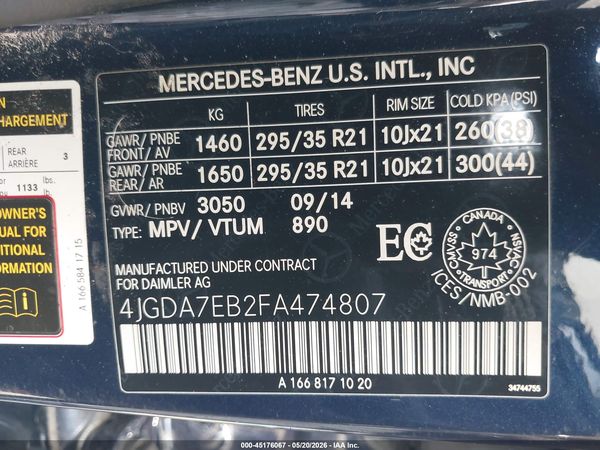 2015 MERCEDES-BENZ ML 63 AMG 4MATIC