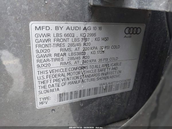 2017 AUDI Q7 3.0T PREMIUM