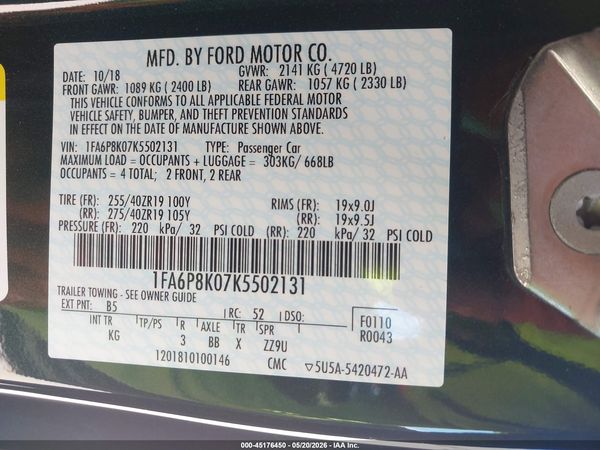 2019 FORD MUSTANG BULLITT