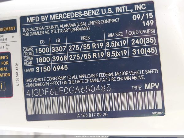 2016 MERCEDES-BENZ GL 450 4MATIC