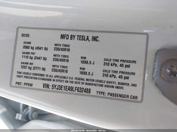 2020 TESLA MODEL 3