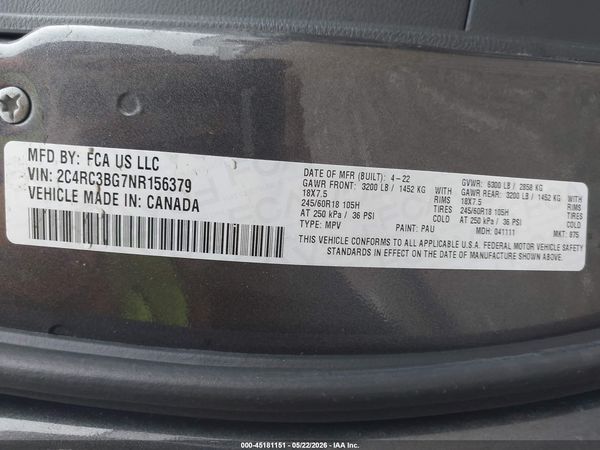 2022 CHRYSLER PACIFICA TOURING L AWD