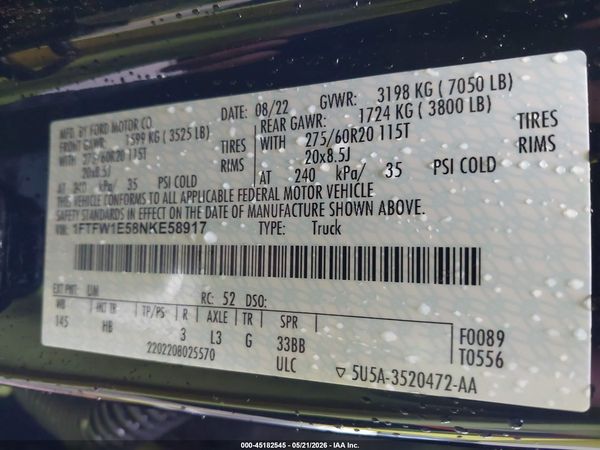 2022 FORD F-150 LARIAT