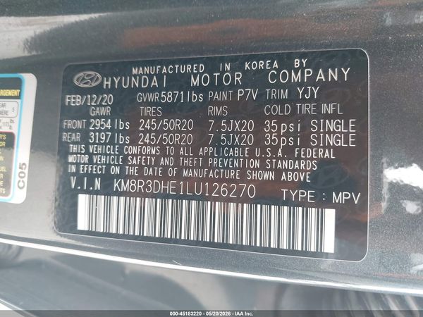 2020 HYUNDAI PALISADE SEL